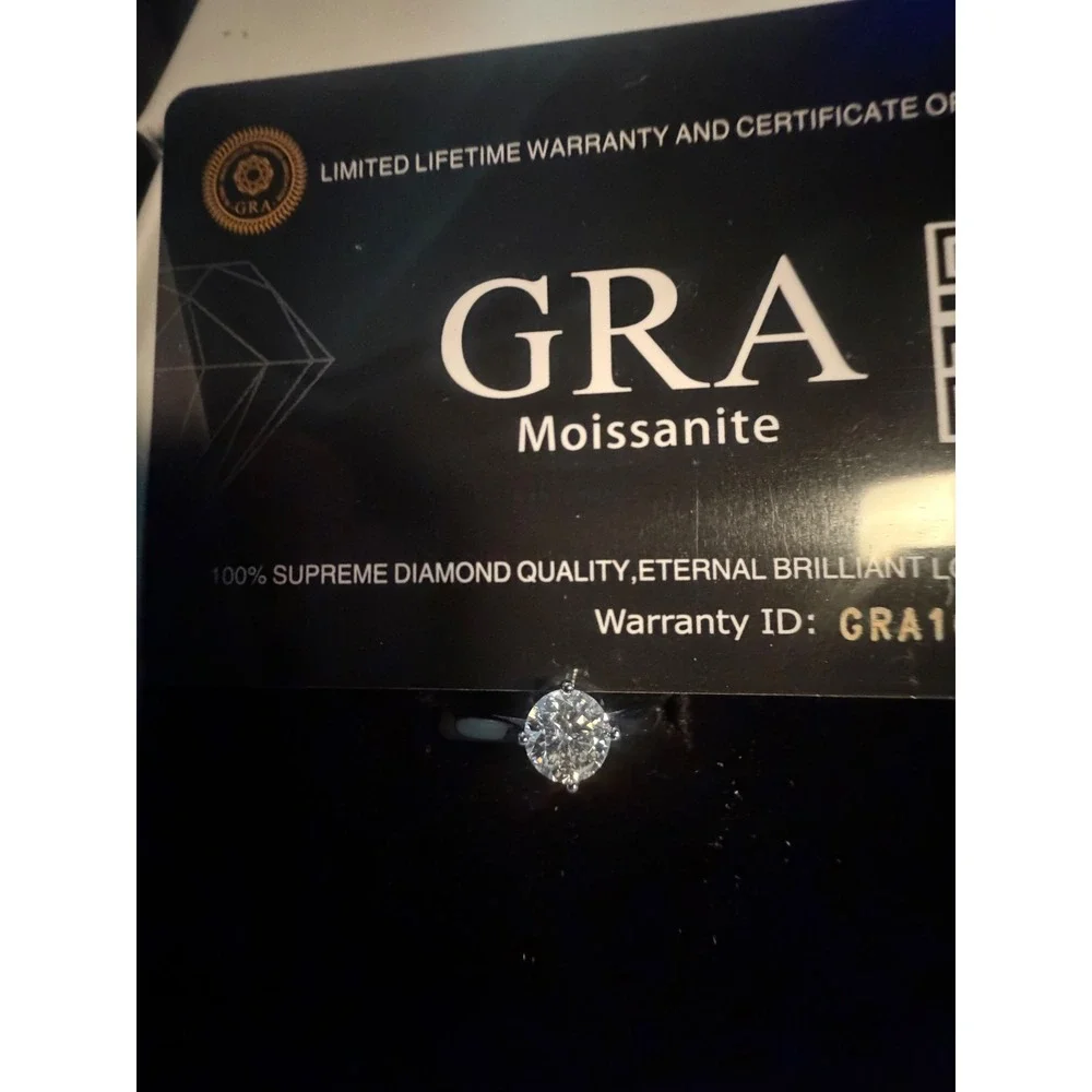 Genuine .8CT Moissanite Solitaire Ring S925 Sterling Silver Size 9.5